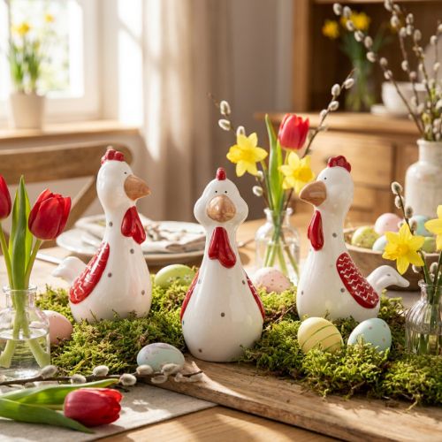 Decorative chickens Easter decoration figures ceramic decoration 15cm 3pcs | Floristik24.co.uk