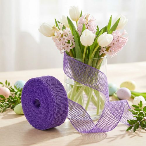 Purple jute ribbon, 5cm wide, 40m long | Floristik24.co.uk