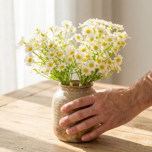 Artificial chamomile as a bouquet of flowers for natural and easy-care decoration, 28cm, 3 pieces | Floristik24.co.uk