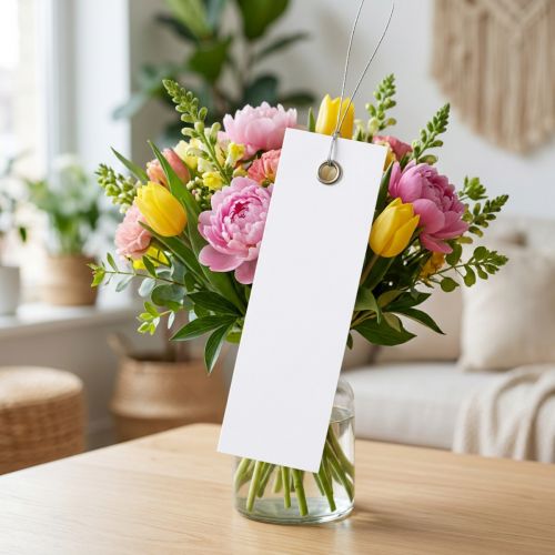 White hanging tags 18x60mm with metal wire, weatherproof, ideal for floristry and gift labeling, 250 pieces | Floristik24.co.uk