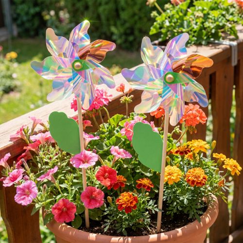 Product Windmill Flower with Leaf Windmill Iridescent Colors Ø24cm 2pcs