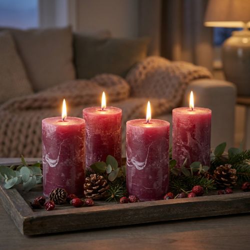 Berry pillar candles, 60x100mm, set of 4 – atmospheric decoration | Floristik24.co.uk