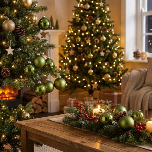 Christmas balls made of glass green mix Ø6cm 24 pcs | Floristik24.co.uk