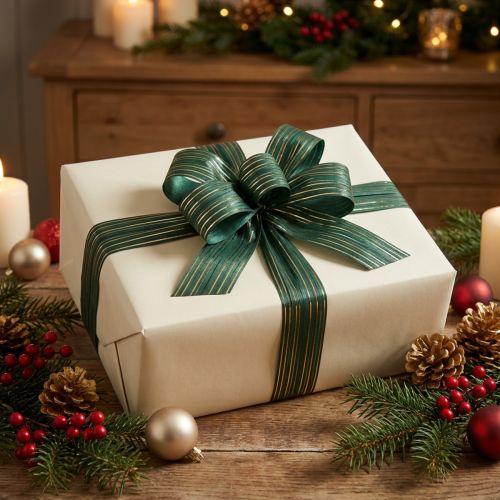 Curling ribbon gift ribbon green with gold stripes 5mm 250m | Floristik24.co.uk