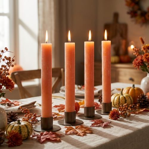 Taper candles colored Orange Peach 34×240mm 4pcs | Floristik24.co.uk