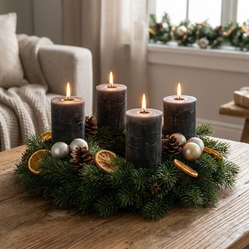 Solid-color pillar candles, anthracite, 70x100mm, set of 4 – decoration, Advent, long burning time | Floristik24.co.uk