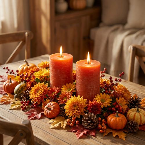 Solid colored candles orange 85x150mm 2pcs | Floristik24.co.uk