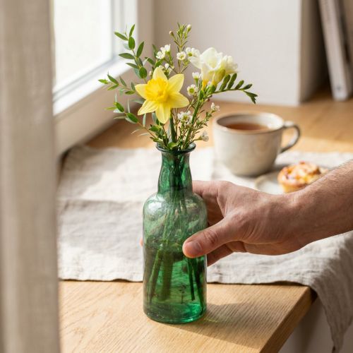 Mini vase glass bottle vase flower vase green Ø6cm H17cm | Floristik24.co.uk