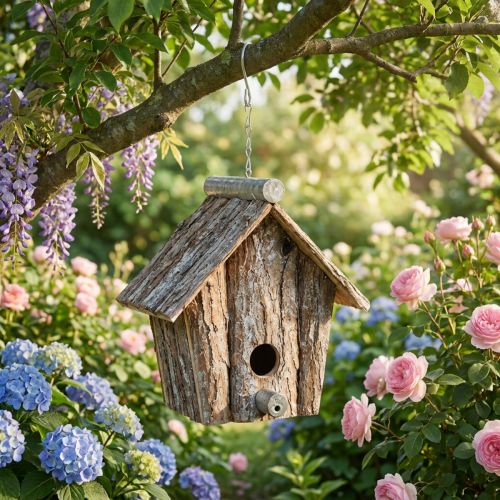 Product Decorative birdhouse for hanging Bird house decoration bark H21cm