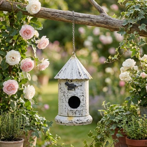 Product Decorative birdhouse, hanging decoration garden decoration metal H36cm