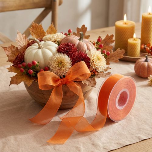 Organza ribbon gift ribbon orange ribbon selvedge 25mm 50m | Floristik24.co.uk