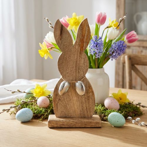 Easter bunny wood with metal eggs, Easter table decoration H31cm | Floristik24.co.uk