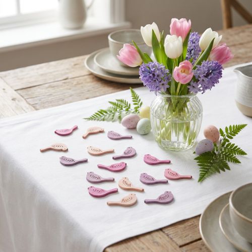 Scatter decoration bird decoration wood, scattered pieces pink tones 4 cm 72 pcs | Floristik24.co.uk