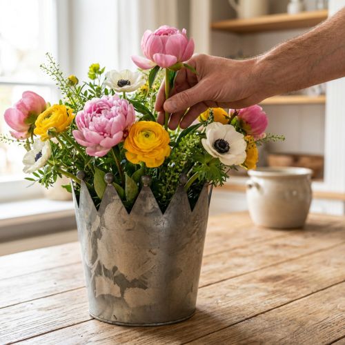 Deco crown antique look gray metal decoration Ø17.5cm H17.5cm | Floristik24.co.uk