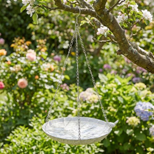 Product Decorative bowl for hanging flower basket metal white L62cm Ø31cm