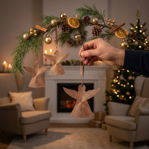 Angels to hang, Advent decorations, metal decorations copper-colored 9 × 10cm 3pcs | Floristik24.co.uk