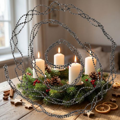 Christmas Tree Decoration Pearl Garland Gray 275cm | Floristik24.co.uk