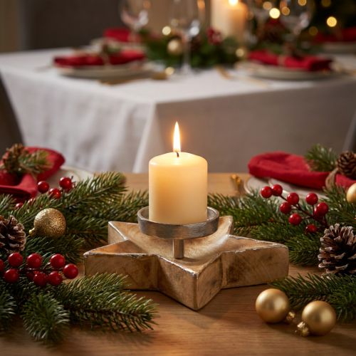 Candlestick, table decoration Christmas, candlestick star H7cm Ø20cm/6.5cm | Floristik24.co.uk