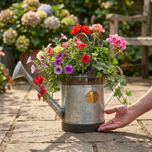 Product Retro design decorative metal watering can, vintage hanging planter 58x23x32cm, nostalgic plant bucket