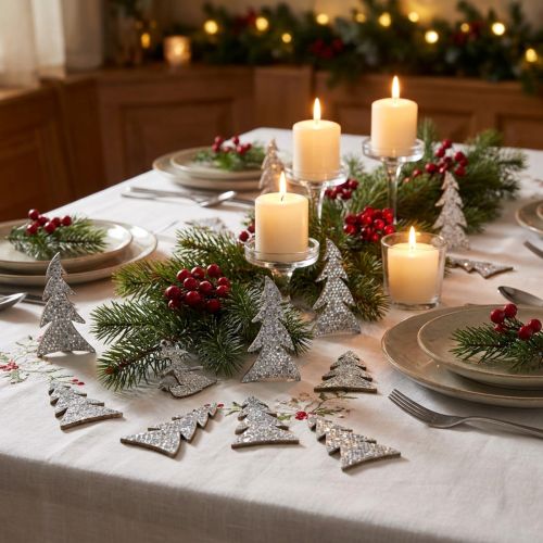 Glittering Christmas tree for scattering 4cm 48 pcs | Floristik24.co.uk