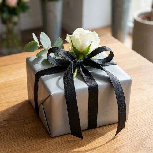 Decorative ribbon gift ribbon black ribbon selvedge 15mm 3m 10 pcs | Floristik24.co.uk
