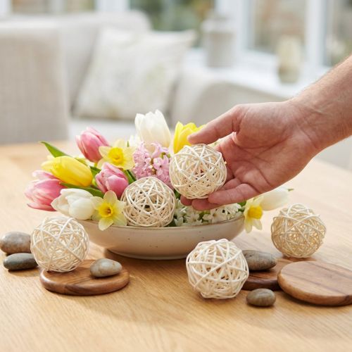 Product Bleached Rattan Balls Cream Ø5cm Set of 24