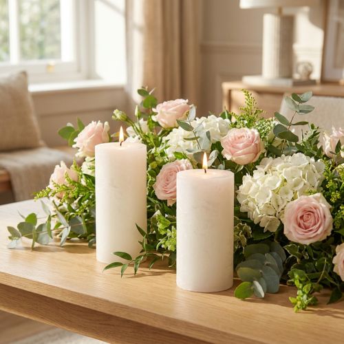 Solid-colored candles white 50x100mm 4 pcs | Floristik24.co.uk