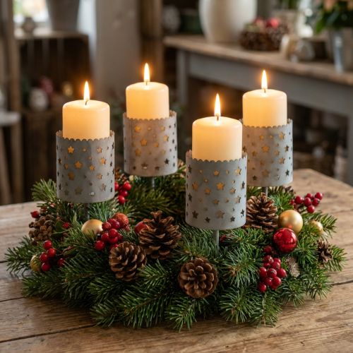 Candle holder for sticking Advent wreath Ø6.5cm H14cm 4 pcs | Floristik24.co.uk
