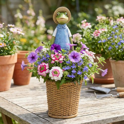 Frog deco planter polyresin table decoration summer H31.5cm | Floristik24.co.uk