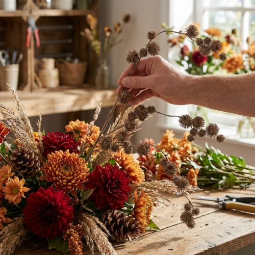 Decorative Branch Plane Tree with Fruits Autumn Decoration Artificial Plane Tree Brown L82cm Ø2-4cm | Floristik24.co.uk