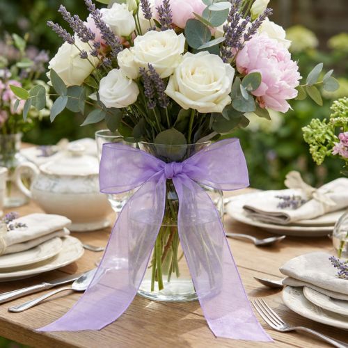 Chiffon ribbon organza ribbon decorative ribbon organza purple 40mm 20m | Floristik24.co.uk