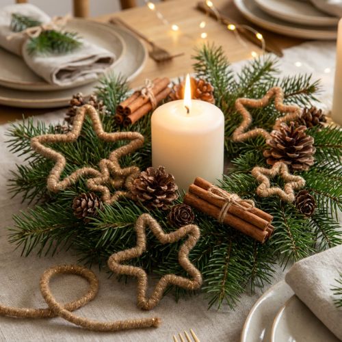 Brown wool cord with gold thread, 5m x 5mm with wire, for decoration and crafting | Floristik24.co.uk