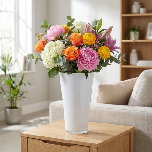 Vase "Fizzy" Ø20cm H35cm White 1 pc | Floristik24.co.uk