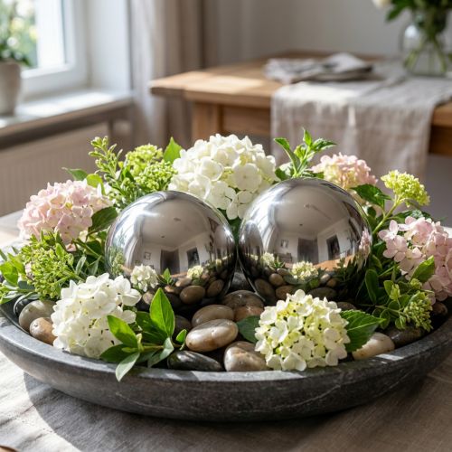 Decorative balls stainless steel Ø11cm 2 pcs | Floristik24.co.uk