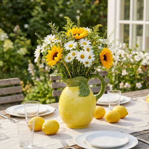Lemon vase ceramic decorative jug lemons yellow H18.5cm | Floristik24.co.uk