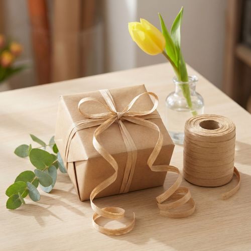 Product Cotton Curling Ribbon Beige 10mm x 100m
