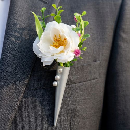 Wedding pin with magnet, matt silver 7cm | Floristik24.co.uk