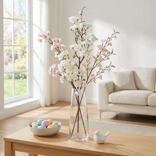 Cherry branch white artificial spring decoration decorative branch 110cm | Floristik24.co.uk