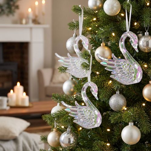 Product Swan Christmas decoration figures, acrylic, 8.5x4x10cm, 3 pieces