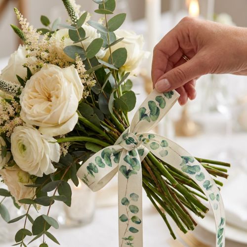 Gift ribbon eucalyptus decorative ribbon green 25mm 20m | Floristik24.co.uk