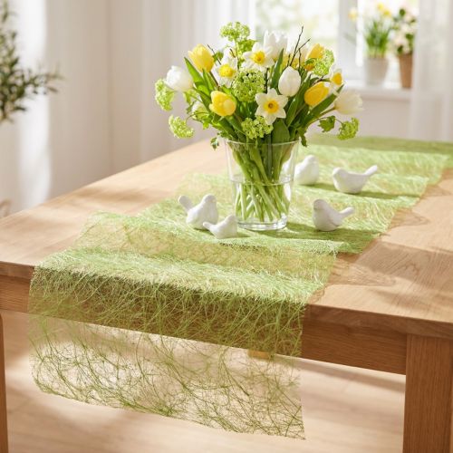 Deco fleece Sizoweb table runner grass green 30cm 5m | Floristik24.co.uk