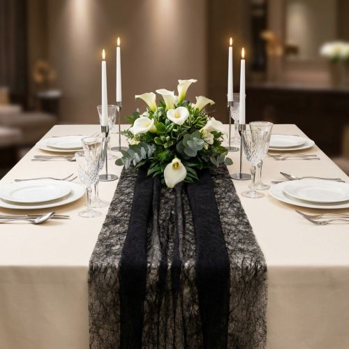 Product Dekovlies table runner fleece table runner black 23cm 25m