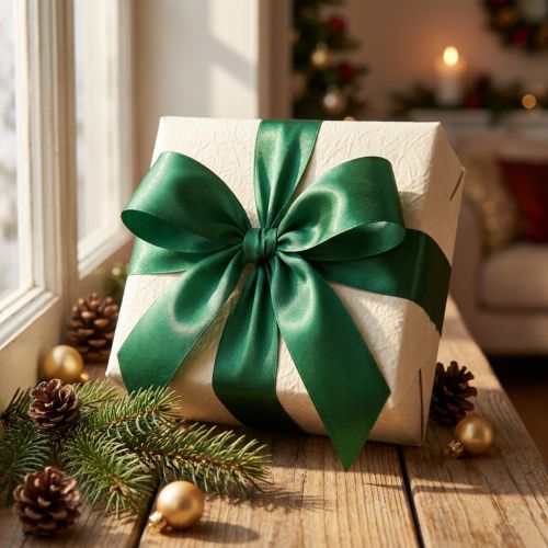 Gift ribbon taffeta decorative ribbon dark green 25mm × 50m | Floristik24.co.uk