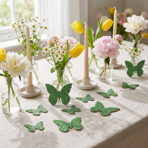 Scatter decoration butterfly green glitter 5/4/3cm 24 pcs | Floristik24.co.uk