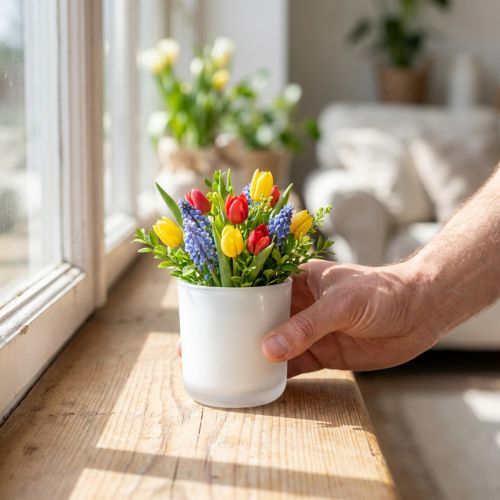 Glass pot Ø7.8cm H8cm white | Floristik24.co.uk