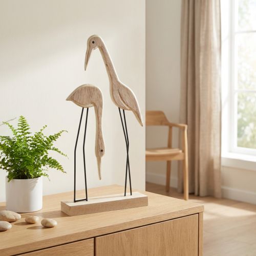 Couple of cranes Wooden standing figurines 27.5×13cm 2 pcs | Floristik24.co.uk