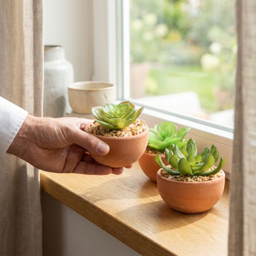 Artificial plants in pots artificial succulents H9cm 3pcs | Floristik24.co.uk