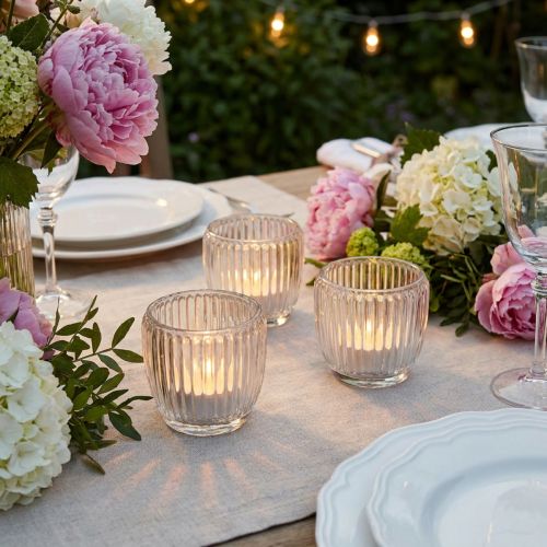 Lantern glass candle glass with grooves clear Ø7cm 6 pcs | Floristik24.co.uk