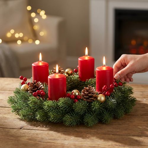 Artificial fir wreath, green, Ø30cm - Christmas decoration, door wreath, Advent wreath, table decoration, easy to care for | Floristik24.co.uk