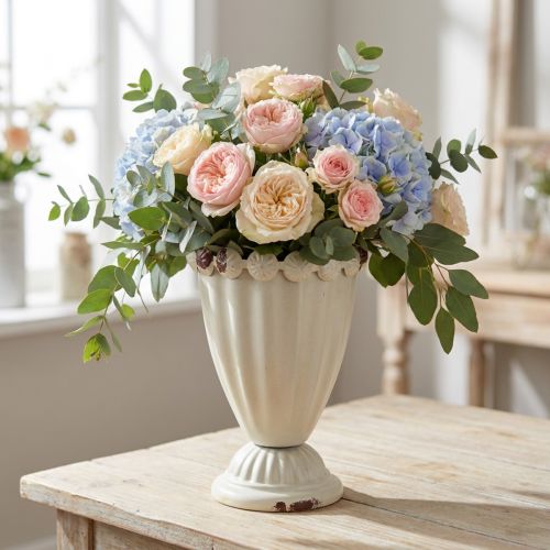 Product Small decorative metal goblet vase in vintage style